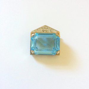 Panetta Aquamarine Gold Tone Rhinestone Brooch